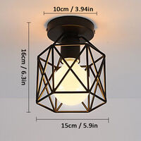 Vintage Ceiling Light Fixture Industrial Simple Black Ceiling Lamp Metal Cage Chandelier with Lampshade for Living Room Hallway