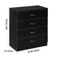 4 Drawer Chest of Drawers With Metal Handles & Runners, Wooden Drawer Dresser for Besides Bedroom Living Room (Black)