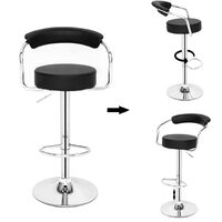 Bar Stools Set of 2 with Arms, Adjustable Swivel Gas Lift Round Leather Bar Chairs for Kitchen Breakfast Bar Counter Home Furniture (Black)