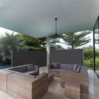 Side Awning Retractable, 300x180cm Outdoor Aluminum Privacy Screen for Garden Balcony Patio (Dark Grey)