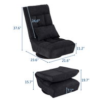 Folding Sofa Chair, Adjustable Angle Fabric Single Lazy Bed Chair with Backrest & Cusion for Adult Reading Gaming (Black)