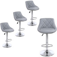 Bar Stools Set of 4, Adjustable Swivel Gas Lift Elegant Leather Counter Chairs for Kitchen Breakfast Bar Counter Home Furniture (Gray)