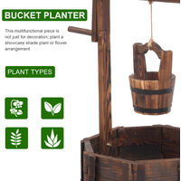 Decorative Planter, Wooden Wishing Well Flower Pot Ornament for Yard Lawn Patio Garden Outdoor