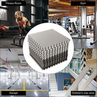 24 pcs Interlocking EVA Exercise Mats, 62.5 x 62.5 cm Protector Floor Foam Mat For Home Workout Yoga (Black & Grey)