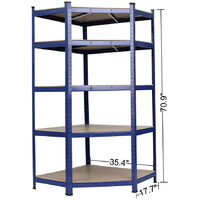 Garage Shelving Units, 5 Tier Utility Home Storage Rack Per Shelf Hold UP to 280KG, 90 x 45 x 180cm (Blue)