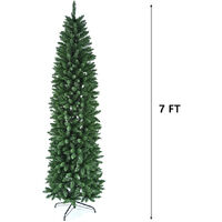 Artificial Christmas Tree, 7 ft Pointed PVC Pencil Tree, Xmas Tree Branches with Metal Stand for Decoration (Green)