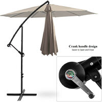 Patio Parasol, Ø3m Garden Umbrella Outdoor with Tilt & Crank Handle & 8 Ribs for Deck Backyard Pool (Khaki)