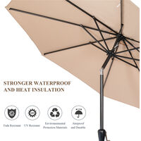 Patio Parasol, Ø2.7m Garden Umbrella Outdoor with Tilt & Crank Handle & 8 Ribs for Deck Backyard Pool (Beige)