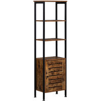 Bathroom Storage Cabinet with Shelves, 3 Tier Industrial Narrow Sideboards with Door, End Table for Living Room Kitchen (Rustic Brown)