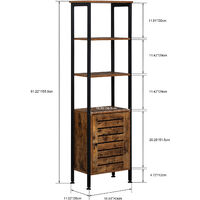 Bathroom Storage Cabinet with Shelves, 3 Tier Industrial Narrow Sideboards with Door, End Table for Living Room Kitchen (Rustic Brown)