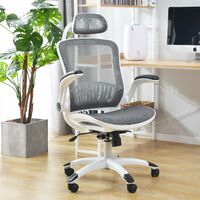 Office Chair, Mesh Computer Chair with Adjustable Lumbar Support, Ergonomic Swivel Desk Chair with Adjustable Armrest and Headrest for Home Office (White)