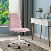 Office Chair, Modern Velvet Computer Chair with Metal Legs, Swivel Desk Chair for Indoor Home (Pink)