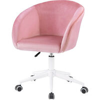 Office Chair, Modern Velvet Computer Chair with Metal Legs, Swivel Desk Chair with Arms and Back Support for Indoor Home Office (Pink)