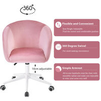 Office Chair, Modern Velvet Computer Chair with Metal Legs, Swivel Desk Chair with Arms and Back Support for Indoor Home Office (Pink)