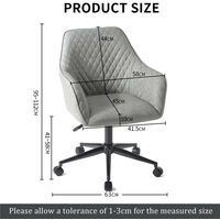 Office Chair, Modern PU Leather Computer Chair with Metal Legs, Swivel Desk Chair with Arms and Back Support for Home Office (Gray)
