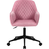 Velvet Office Chair, Modern Computer Chair with Metal Legs, Swivel Desk Chair with Arms and Back Support for Home Office (Pink)