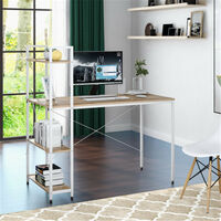 Computer Desk with 4 Tier Shelves, Industrial Wood Study Writing Table, PC Laptop Table Workstation with Metal Frame for Home Office (Wood Color)