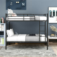 Single Bunk Bed, 3ft Metal Bed Frame with Ladder Bedroom Furniture for Kids Teenagers Adult (Black)