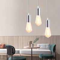 Simple Pendant Lighting Fitting, Modern Hanging Ceiling Lamp E27 Holder Chandelier for Living Room Kitchen Island Restaurant, Silver