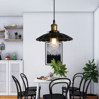 2X Industrial Pendant Light, Vintage Black Metal Lampshades for Ceiling Lights, Retro Chandelier Fixture with Bronze Holder for Living Room Dining Room Kitchen Island