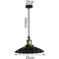 2X Industrial Pendant Light, Vintage Black Metal Lampshades for Ceiling Lights, Retro Chandelier Fixture with Bronze Holder for Living Room Dining Room Kitchen Island