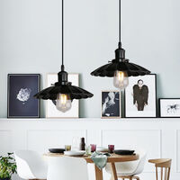 3X Industrial Pendant Light, Vintage Metal Lampshades for Ceiling Lights, Retro Chandelier Fixture with Black Holder for Living Room Dining Room Kitchen Island