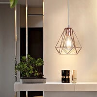 Vintage Pendant Light, Diamond Chanderlier, Rose Gold Metal Lampshade Hanging Ceiling Lamp