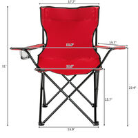 Camping Chair, Folding Chairs with Cup Holder and Carry Bag for Garden Camping Fishing BBQ (Red)