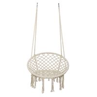 Swing Chair, Round Hanging Chair with Hanging Kits for Indoor Outdoor Patio Yard Garden, 220 lbs Capacity (Beige)
