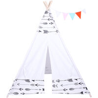 Teepee Tent for Kids, Playing Tent with Coloured Flag and Storage Bag, Playhouse for Boys and Girls (Arrow Pattern)