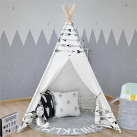 Teepee Tent for Kids, Playing Tent with Coloured Flag and Storage Bag, Playhouse for Boys and Girls (Arrow Pattern)