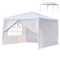 Gazebo with 4 Removable Panels, 3M x 3M Portable Waterproof PE Canopy Tent for Garden Market Stalls Party Wedding Beach Outdoor (White)