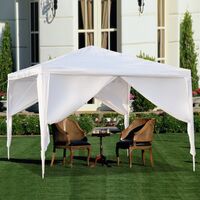 Gazebo with 4 Removable Panels, 3M x 3M Portable Waterproof PE Canopy Tent for Garden Market Stalls Party Wedding Beach Outdoor (White)