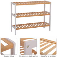 Shoe Rack, 3 Tier Bamboo Shoe Shelf for Living Room Entryway Hallway and Cloakroom, Hold up to 8 Pairs (Wood)