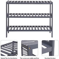 Shoe Rack, 3 Tier Bamboo Shoe Shelf for Living Room Entryway Hallway and Cloakroom, Hold up to 12 Pairs (Grey)