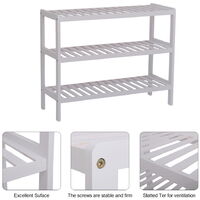 Shoe Rack, 3 Tier Bamboo Shoe Shelf for Living Room Entryway Hallway and Cloakroom, Hold up to 12 Pairs (White)