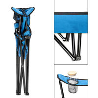 Camping Chair, Folding Chairs with Cup Holder and Carry Bag for Garden Camping Fishing BBQ (Blue)