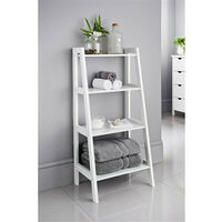 Ladder Shelf, 4 Tier Wooden Bookshelf, Plant Flower Stand Shelves for Indoor Living Room Bedroom Office Balcony (White)