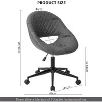 Office Chair with Armless, Modern PU Leather Computer Chair with Metal Legs, Swivel Desk Chair with Back Support for Home Office (Gray)