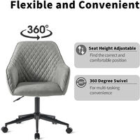 Office Chair, Modern PU Leather Computer Chair with Metal Legs, Swivel Desk Chair with Arms and Back Support for Home Office (Gray)