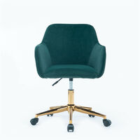 Office Chair, Modern Velvet Computer Chair with Gold Metal Legs, Swivel Desk Chair with Armrest for Indoor Home (Green)