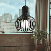 Vintage Pendant Light Black Industrial Hanging Ceiling Light Hollow Chandelier with Lampshade