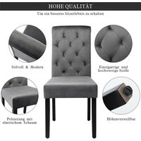 Dining Chairs Set of 4, Retro Design Velvet Upholstered Seat with Tufted Backrest for Counter Lounge Living Room Kitchen (Dark Gray)