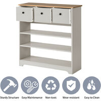 Shoe Racks, Wooden Console Table with 3 Shelvies and 3 Drawers, Freestanding Storage Units for Entrance Hallway Cloakroom Living Room (White)