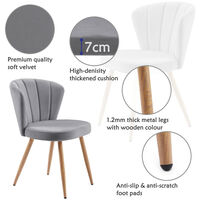 Dining Chairs Set of 2, Modern Velvet Upholstered Dresser Chair with Shell Back and Metal Legs for Counter Lounge Living Room Kitchen (Grey)