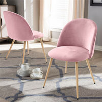 Dining Chairs Set of 4, Modern Velvet Upholstered Dresser Chair with Backrest and Metal Legs for Counter Lounge Living Room Kitchen (Pink)