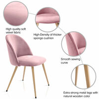 Dining Chairs Set of 4, Modern Velvet Upholstered Dresser Chair with Backrest and Metal Legs for Counter Lounge Living Room Kitchen (Pink)