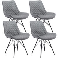 Dining Chair Set of 4, Velvet Upholstered Chairs with Armrest and Backrest for Counter Lounge Living Room Kitchen (Light Grey)