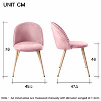 Dining Chairs Set of 2, Modern Velvet Upholstered Dresser Chair with Backrest and Metal Legs for Counter Lounge Living Room Kitchen (Pink)