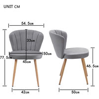 Dining Chairs Set of 4, Modern Velvet Upholstered Dresser Chair with Shell Back and Metal Legs for Counter Lounge Living Room Kitchen (Gray)